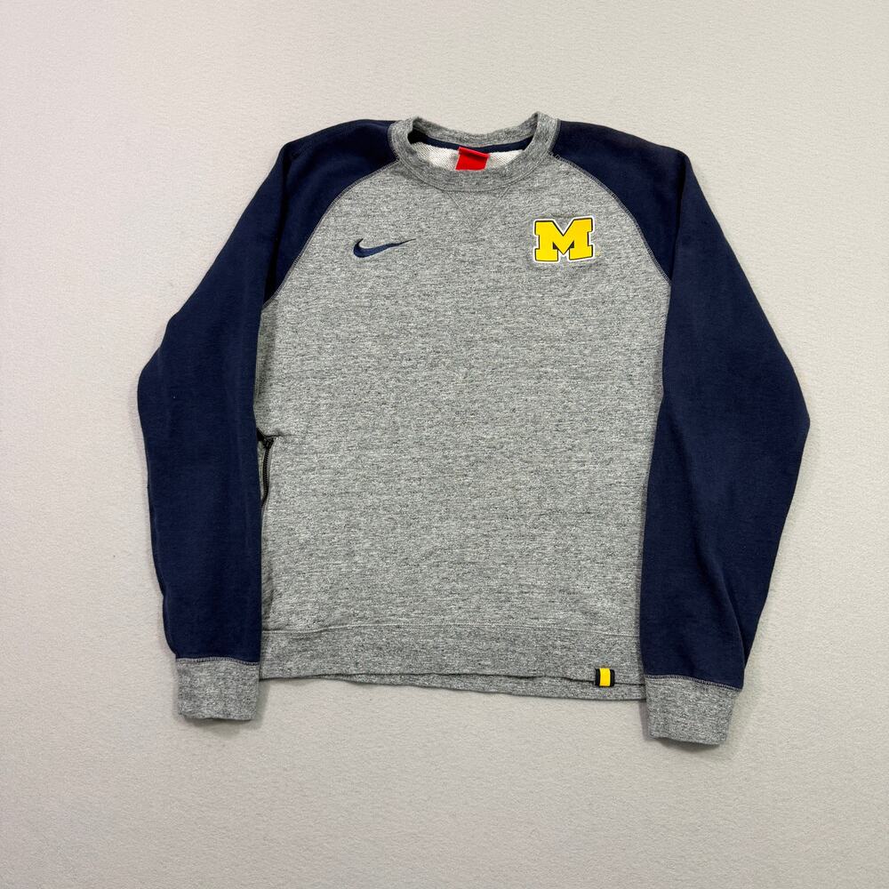 Nike University of Michigan Wolverines Sweatshirt Men's Large Gray Crewneck UofM